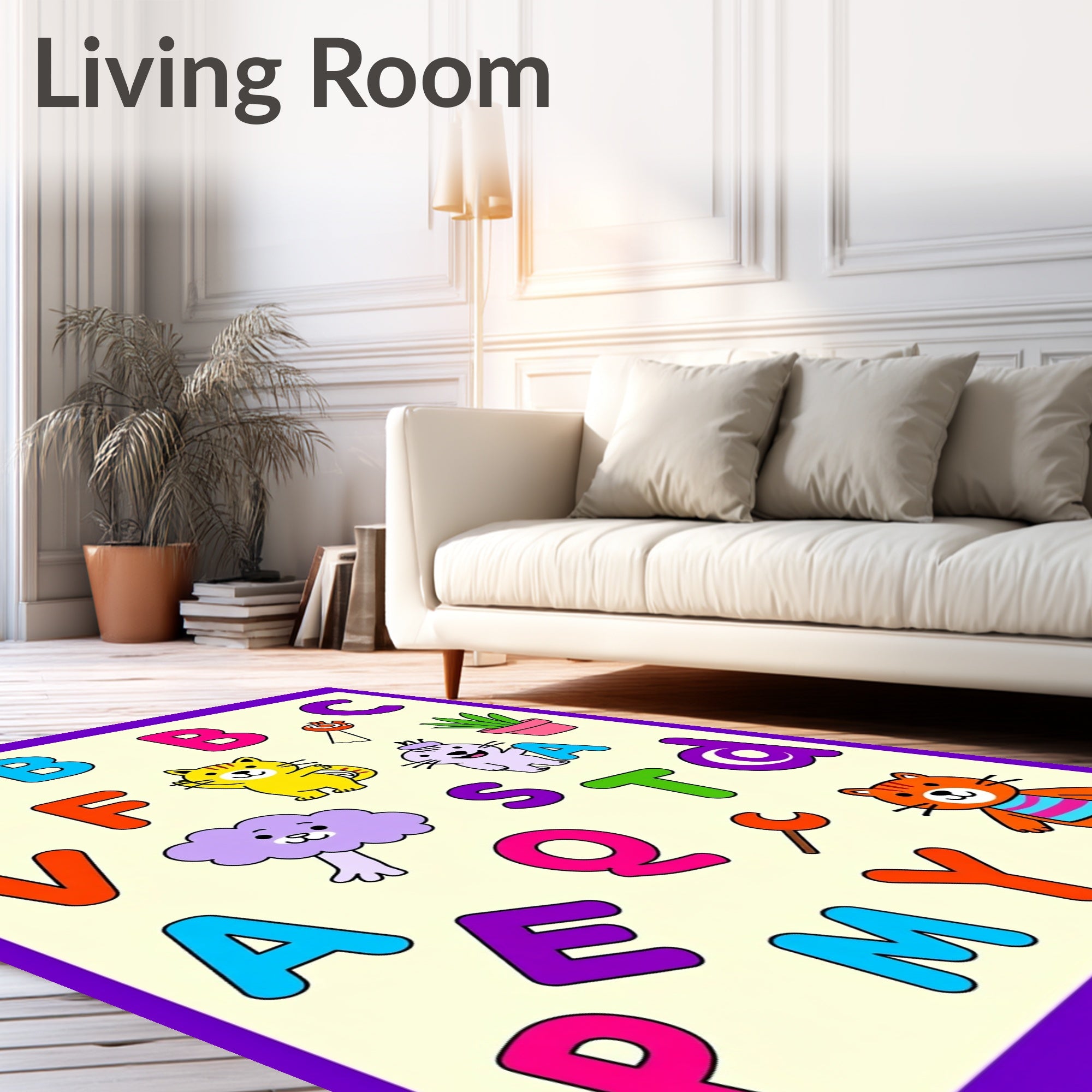 Playful Alphabet Cats And Objects Rug