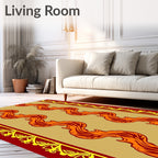 Crimson Orange Flame Scroll Rug