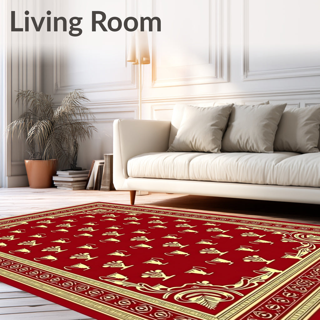 Crimson Golden Laurel Trophy Medallion Rug