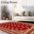 Crimson Golden Laurel Trophy Medallion Rug
