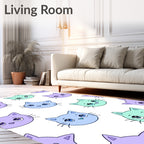 Cute Pastel Cat Faces Repeat Rug
