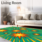 Explosive Teal Orange Starburst Collage Rug
