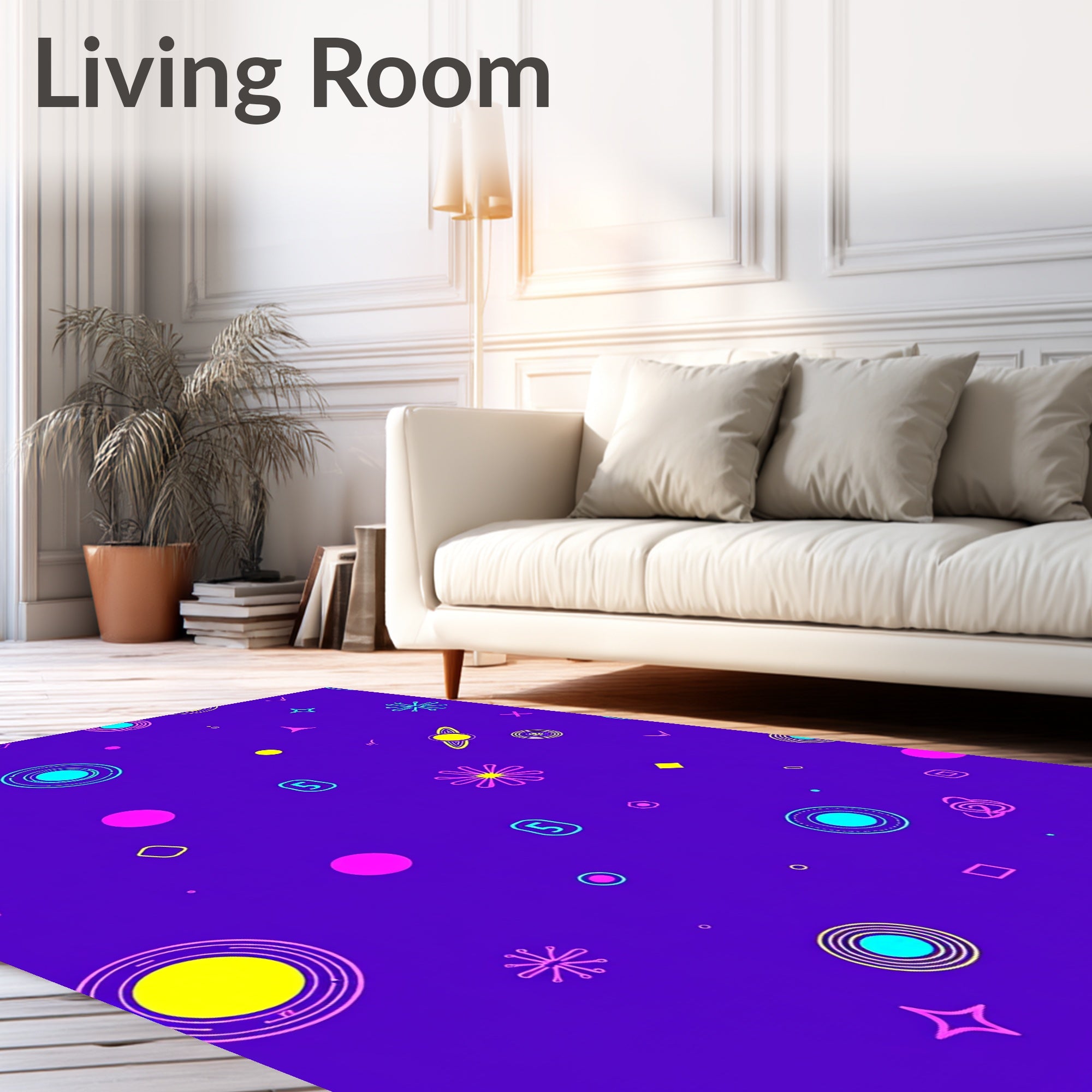 Cosmic Bright Shapes Vibrant Galaxy Rug