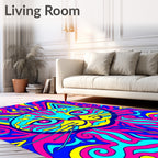 Vibrant Psychedelic Cat Swirl Rug