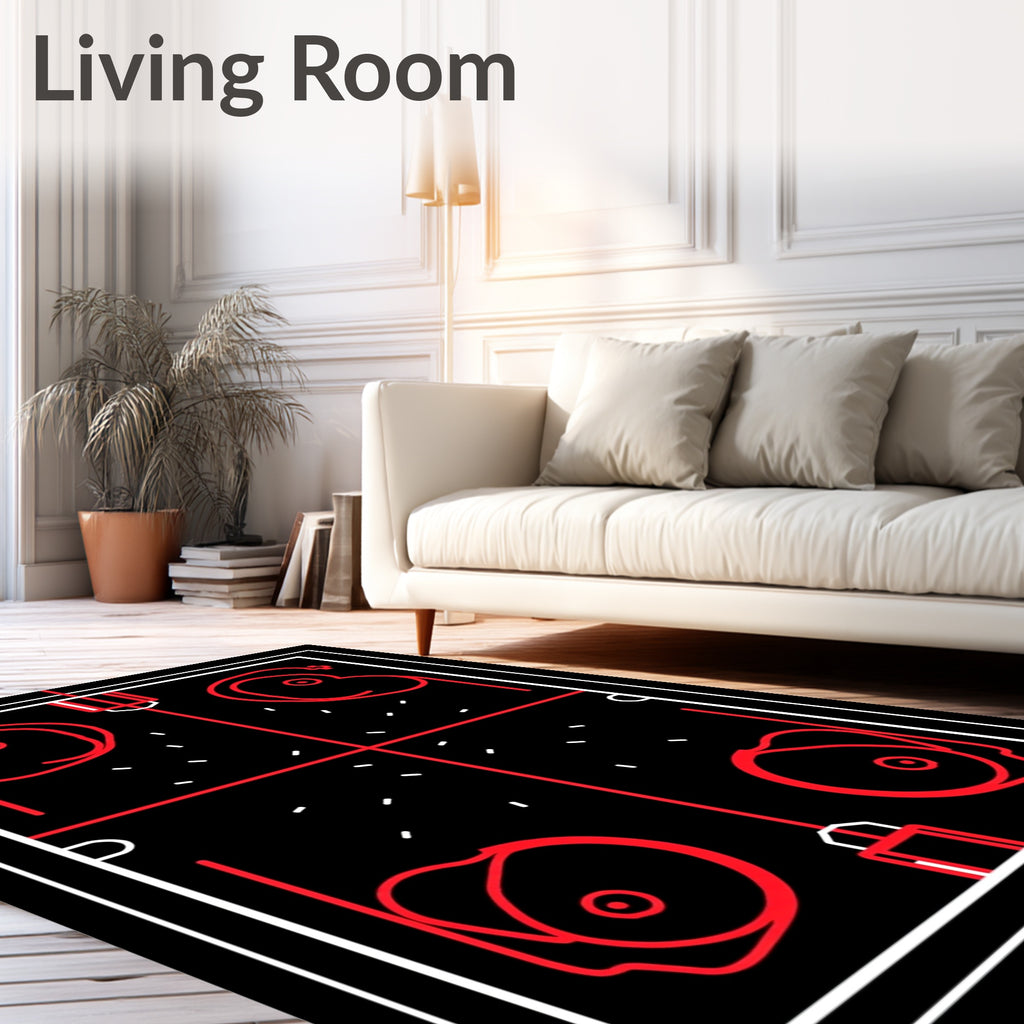 Bold Red Symmetrical Abstract Form Rug