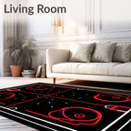 Bold Red Symmetrical Abstract Form Rug