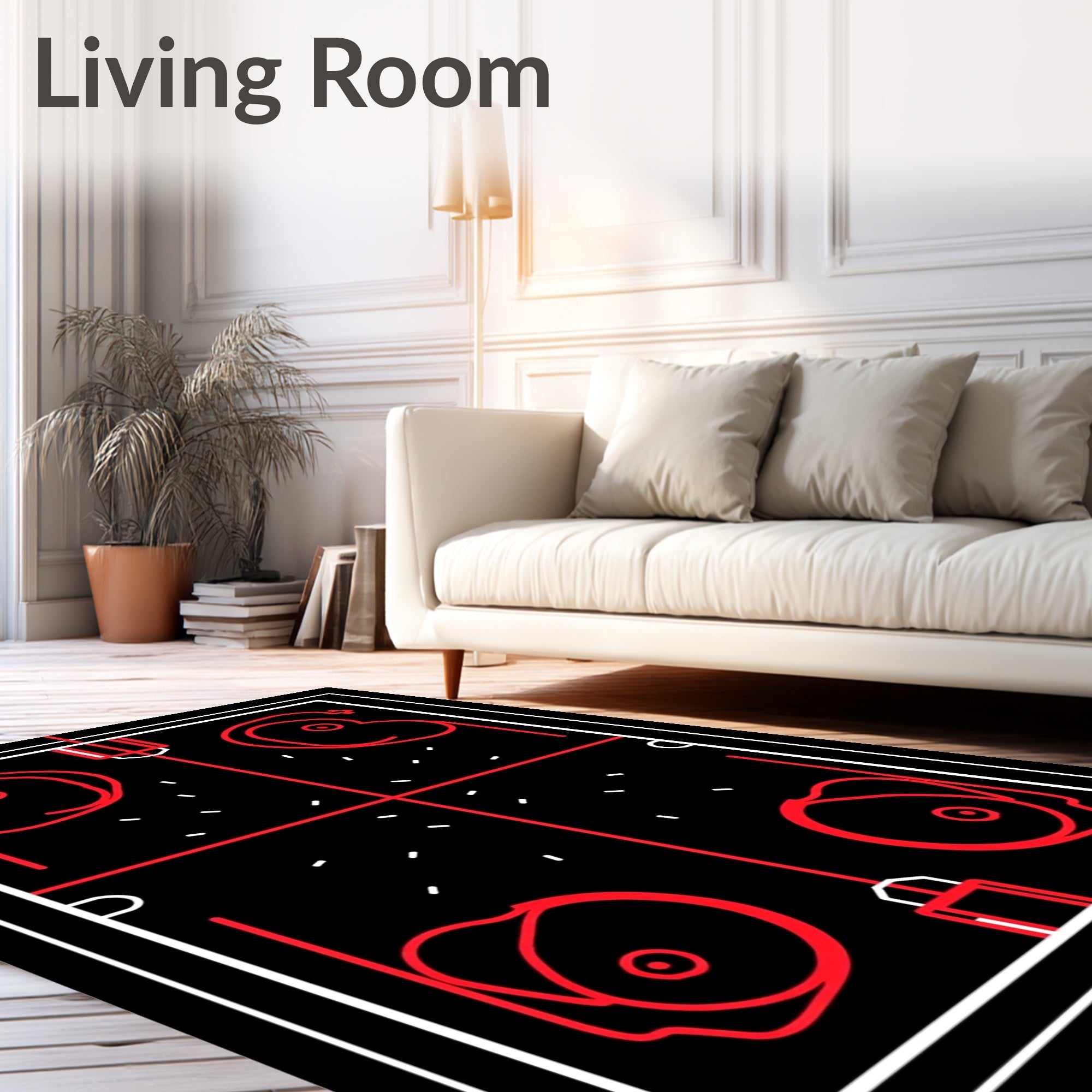 Bold Red Symmetrical Abstract Form Rug
