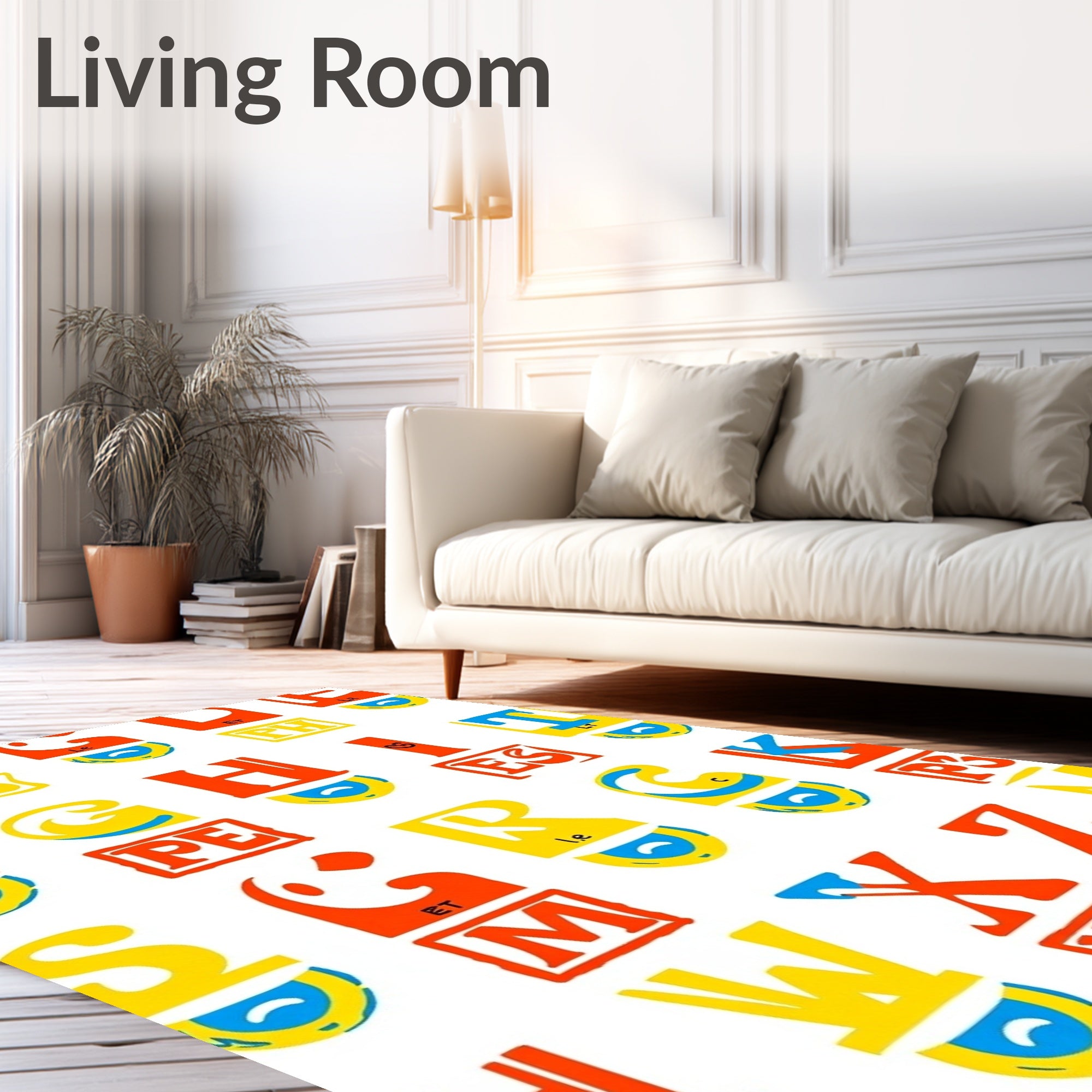Volumetric Alphabet Splash Color Rug