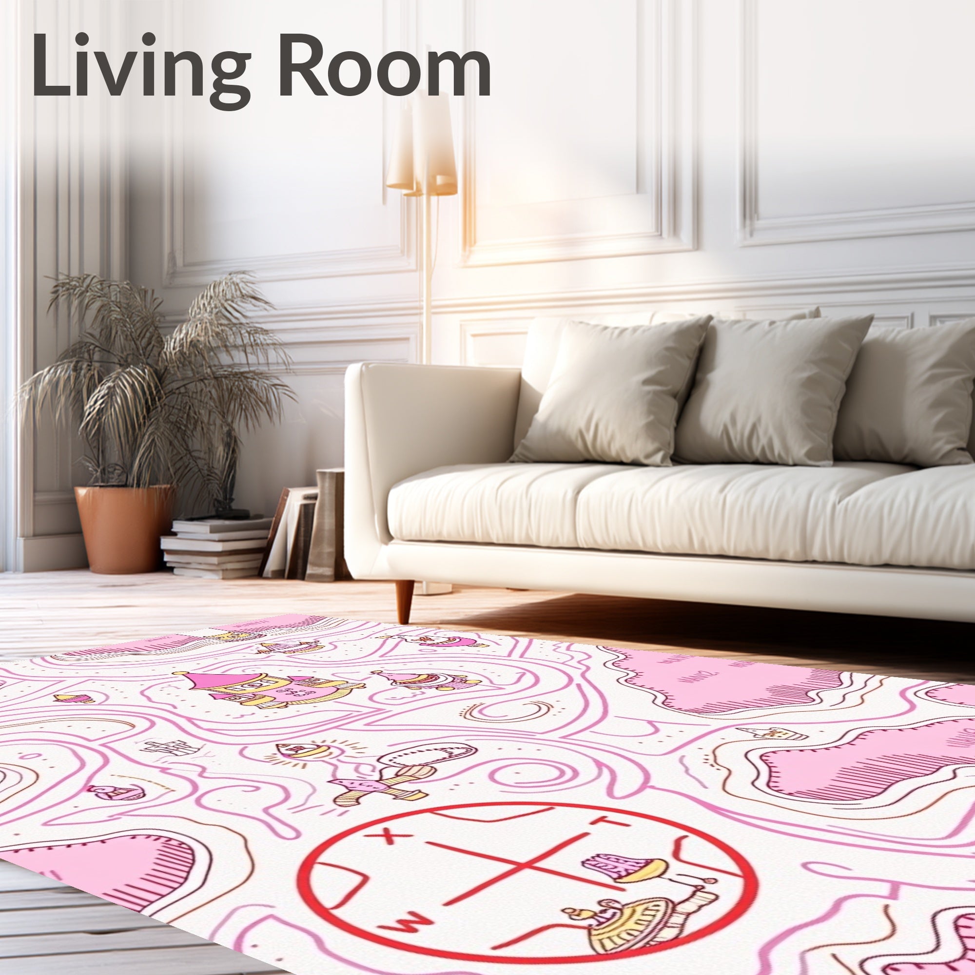 Pink Castle Maze Map Adventure Rug