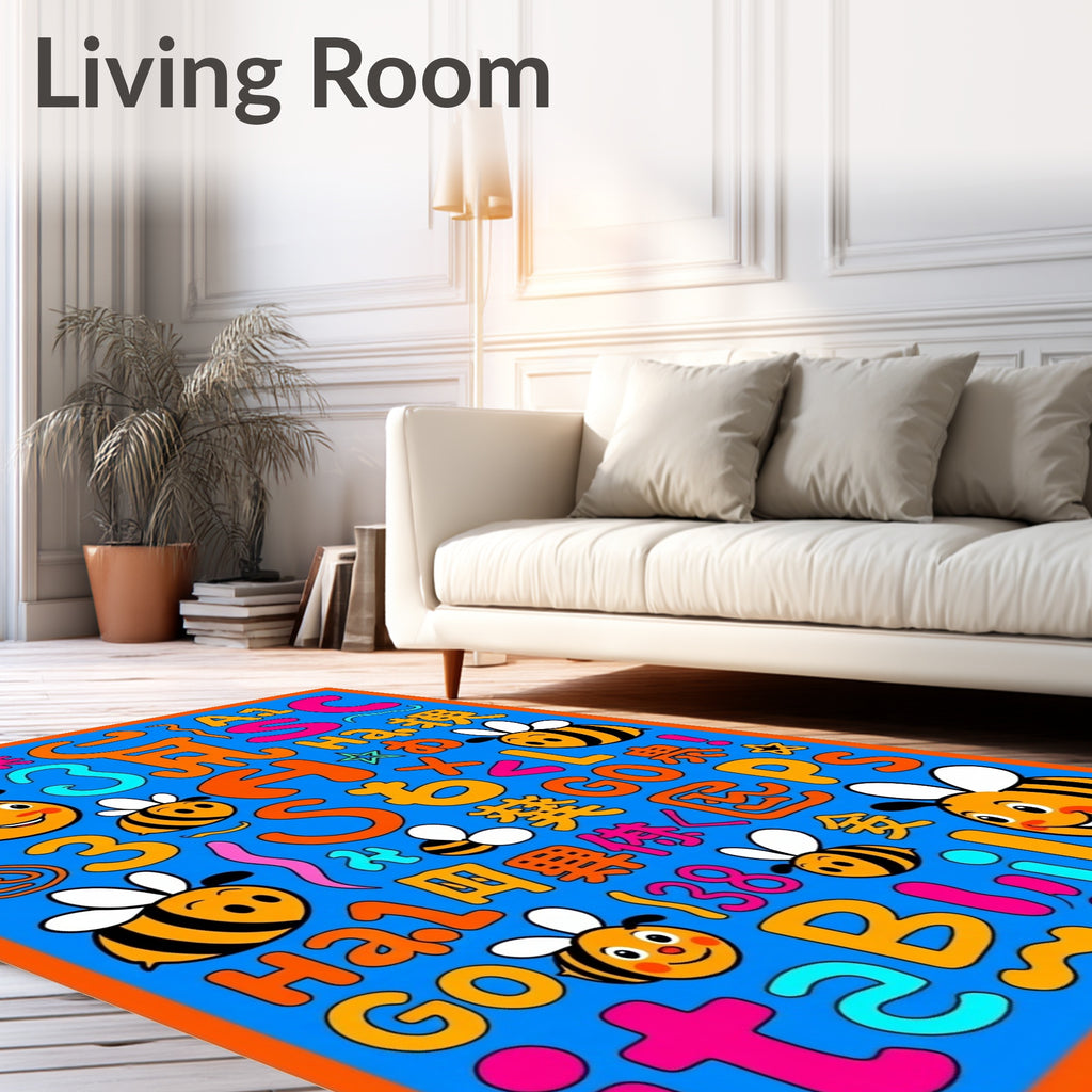 Whimsical Bumblebees Alphabet Scatter Rug