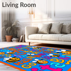 Whimsical Bumblebees Alphabet Scatter Rug