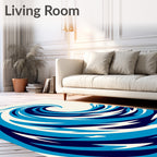 Deep Blue Abstract Ocean Wave Rug