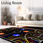 Vibrant Abstract Basketball Court Colors Rug