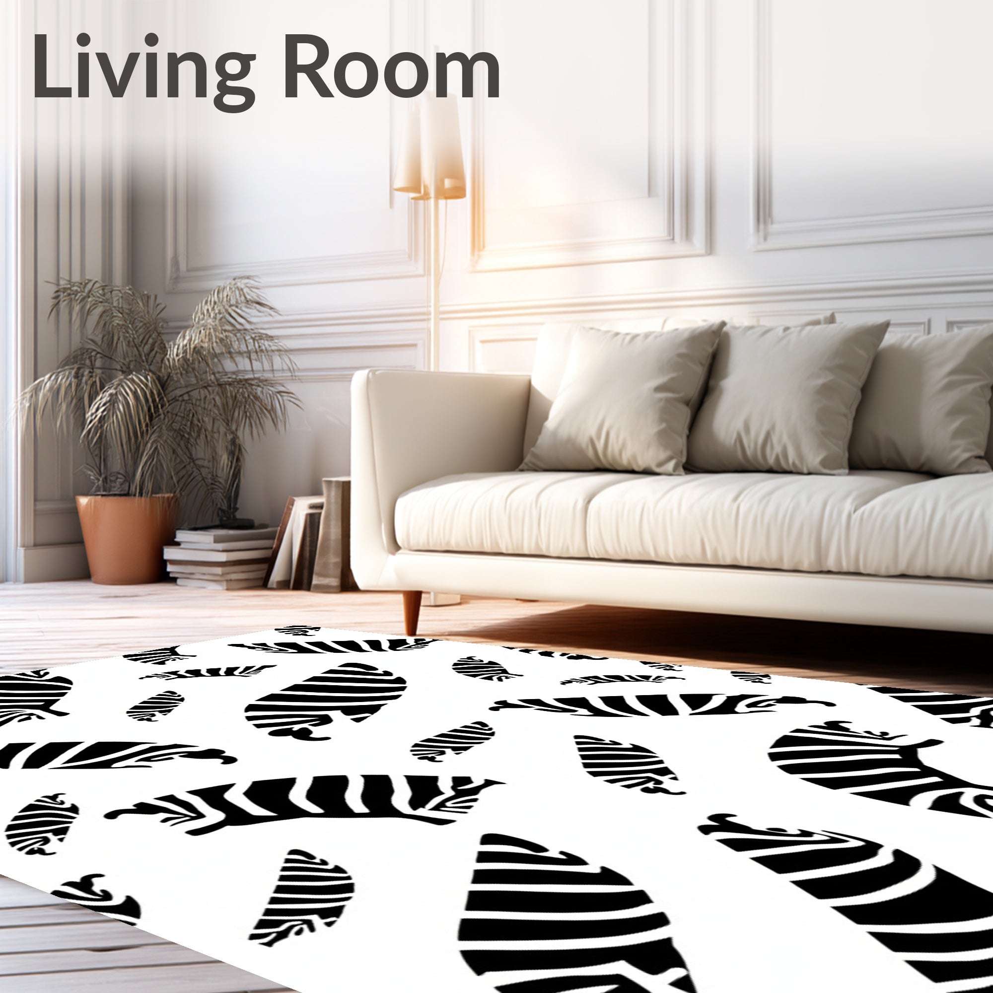 Abstract Black White Zebra Stripes Rug