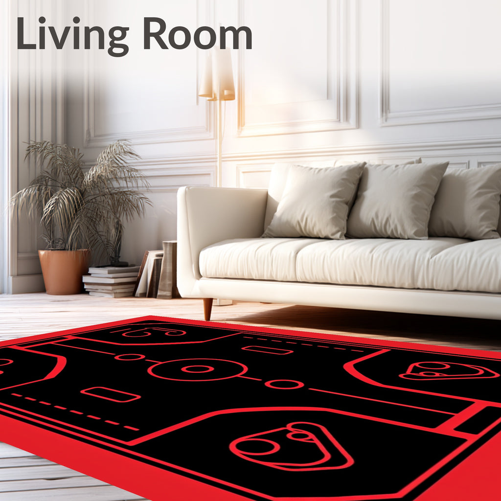 Bold Red Circuit Board Rug