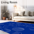 Abstract Blue White Line Art Swirl Rug