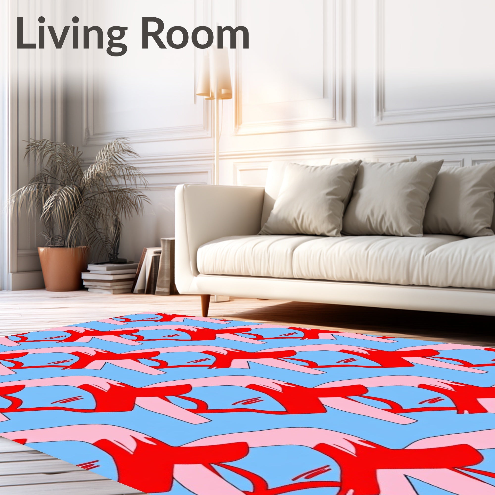 Bold Red Pink Face Abstract Rug