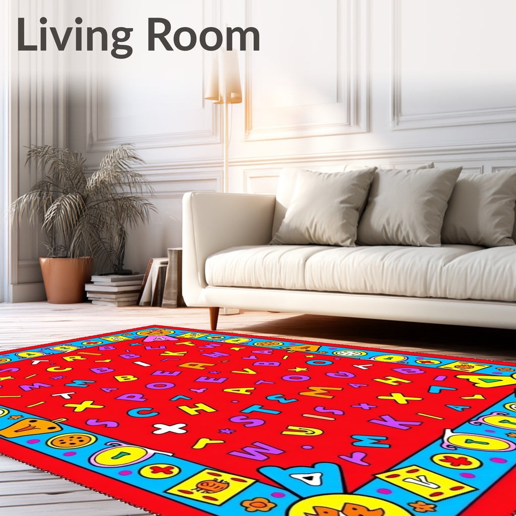 Colorful Alphabet Border Rug