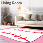Sporty White Red Stitch Rug