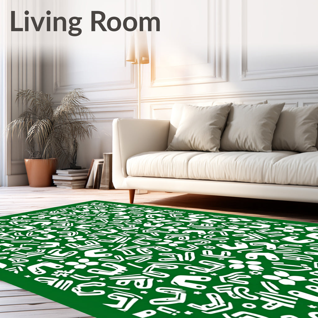 Emerald Green Abstract Forms Rug