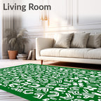 Emerald Green Abstract Forms Rug