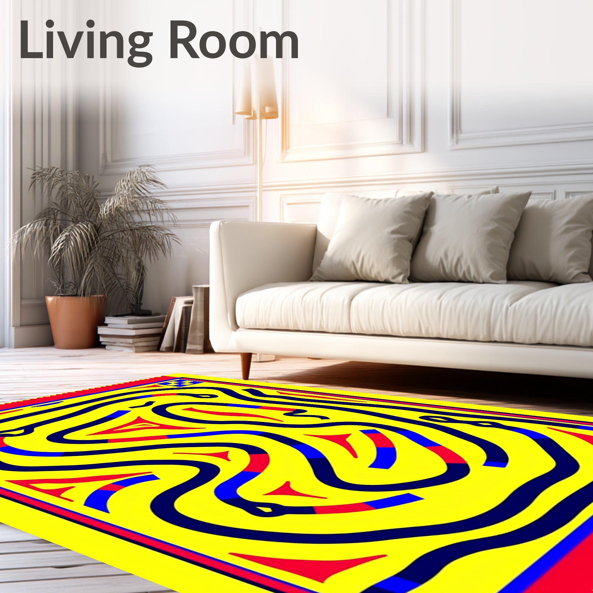 Bold Yellow Abstract Pathway Rug