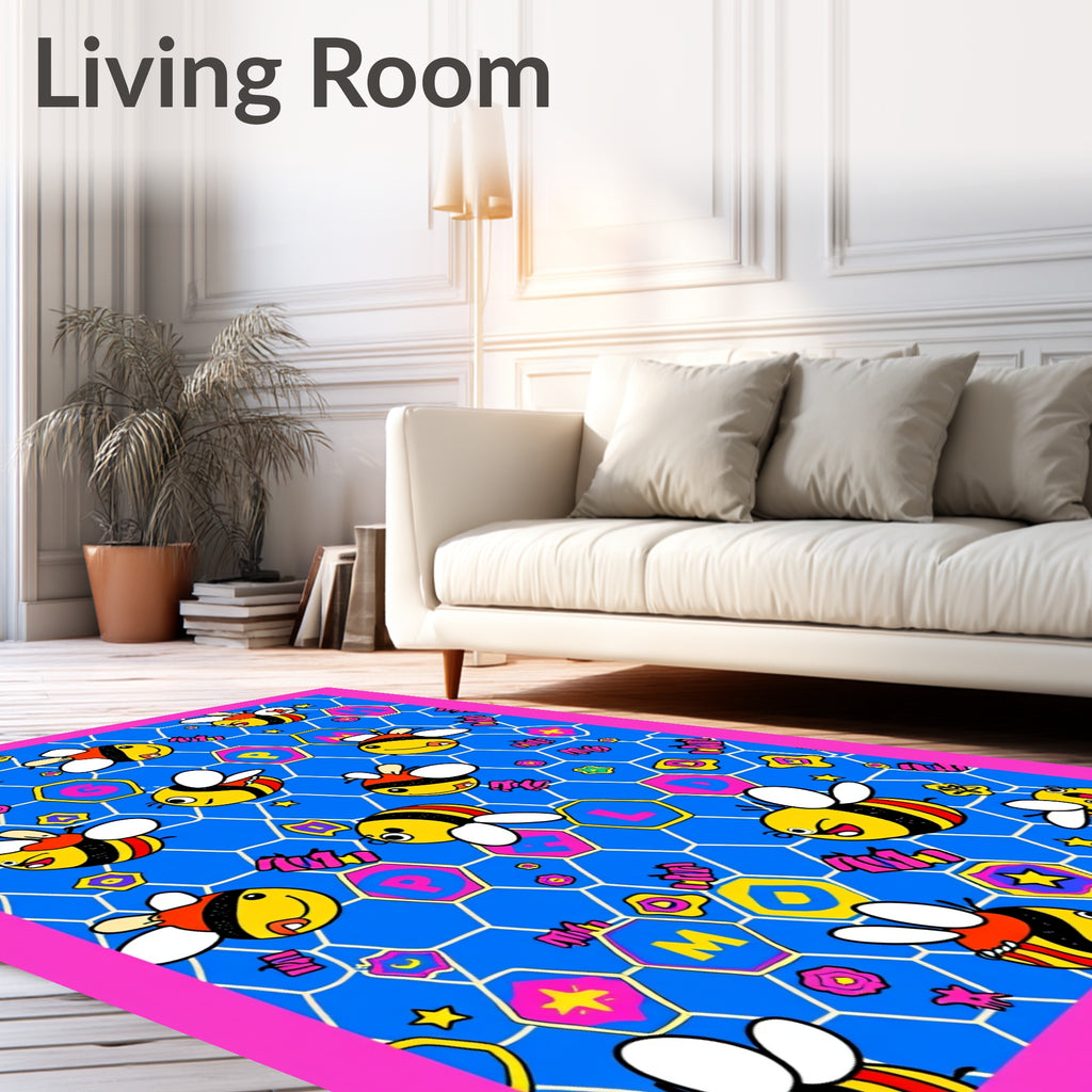 Playful Bee Hive Kids Honeycomb Rug