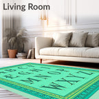 Mint Green Vintage Alphabet Poster Rug