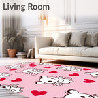 Cute white mice with red hearts Rug