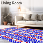 Bold Red Blue Tribal Stripes Rug