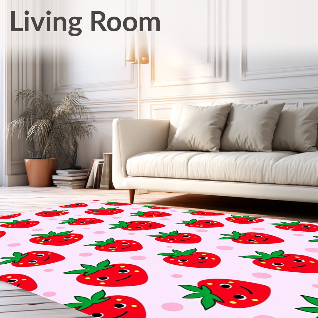 Happy Red Strawberry Collage Rug