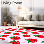 Happy Red Strawberry Collage Rug