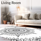 Intricate Black Sunflower Mandala Rug