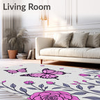 Pink Butterfly Floral Garden Rug