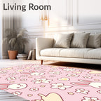 Pink Bunny Hearts Floral Scatter Rug