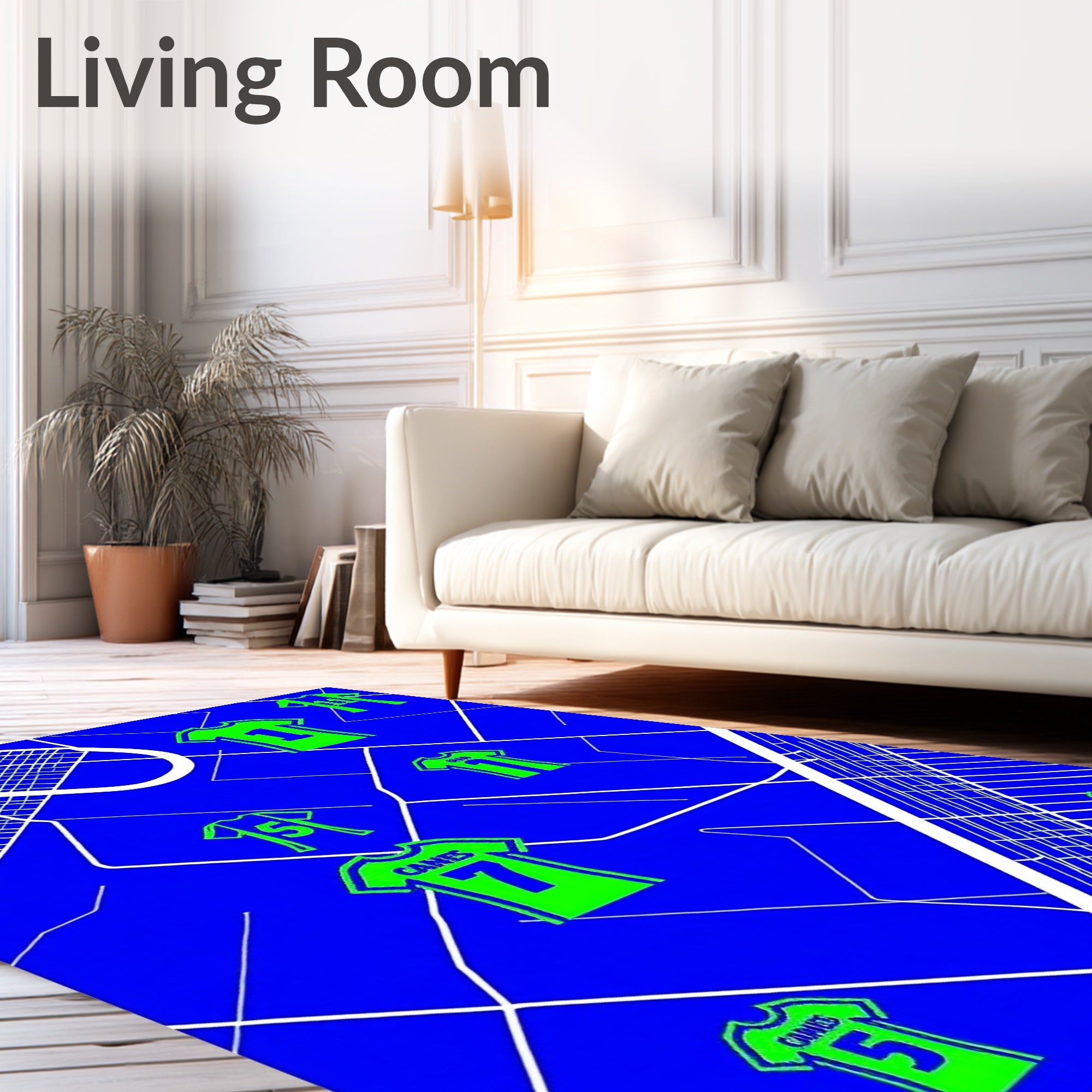 Neon Green Sports Jersey Collage Rug