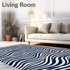 Navy Cream Wavy Stripes Rug