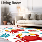 Red Crab Underwater Scene Rug