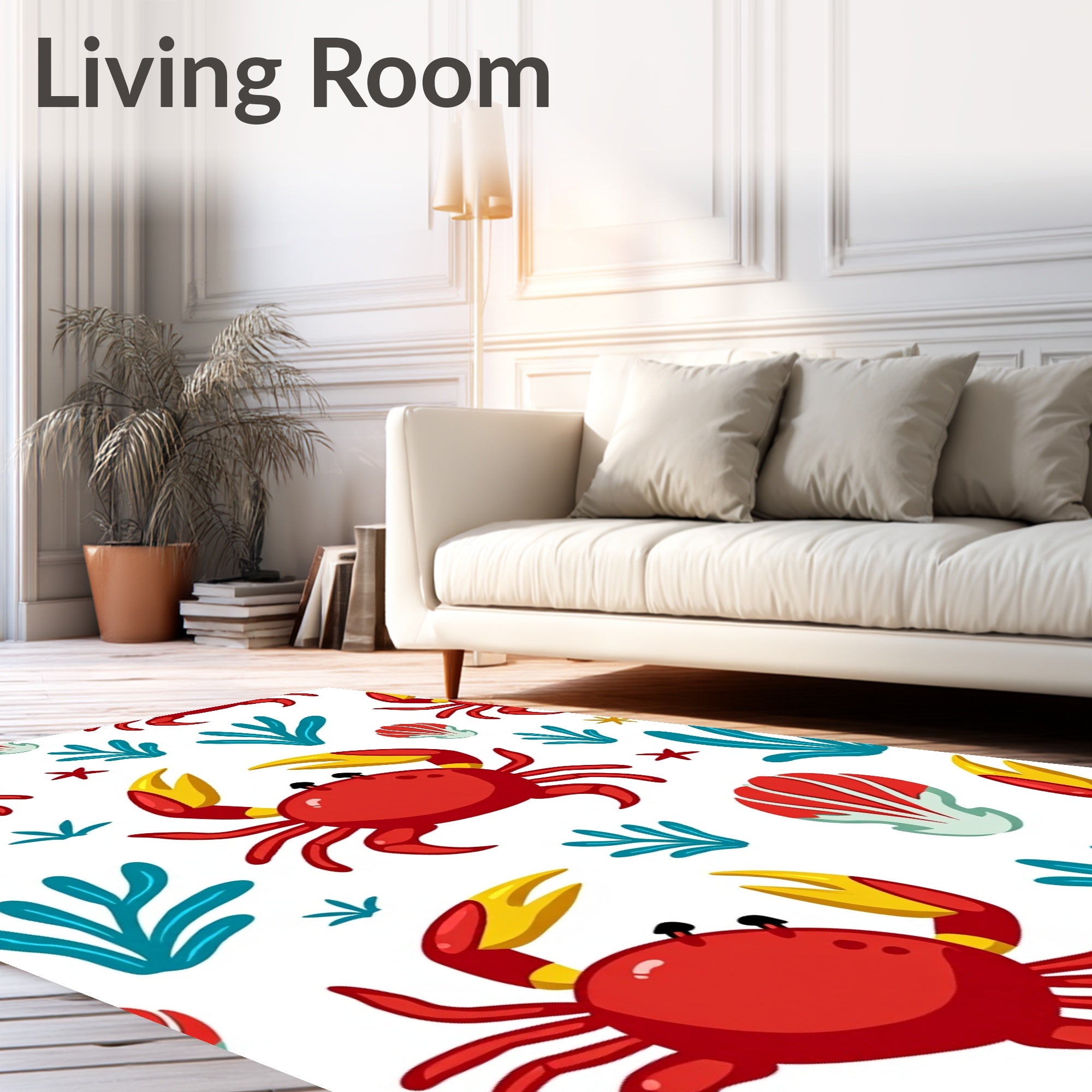 Red Crab Underwater Scene Rug