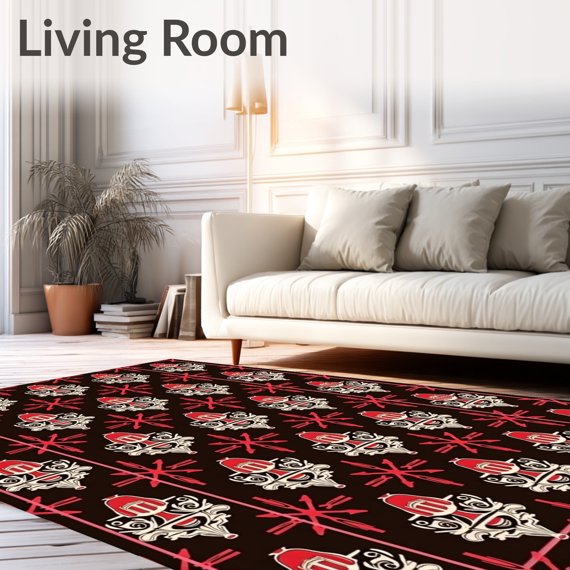 Crimson Red Ornate Medallion Symmetry Rug