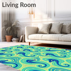 Aqua Blue Seahorse Swirls Rug