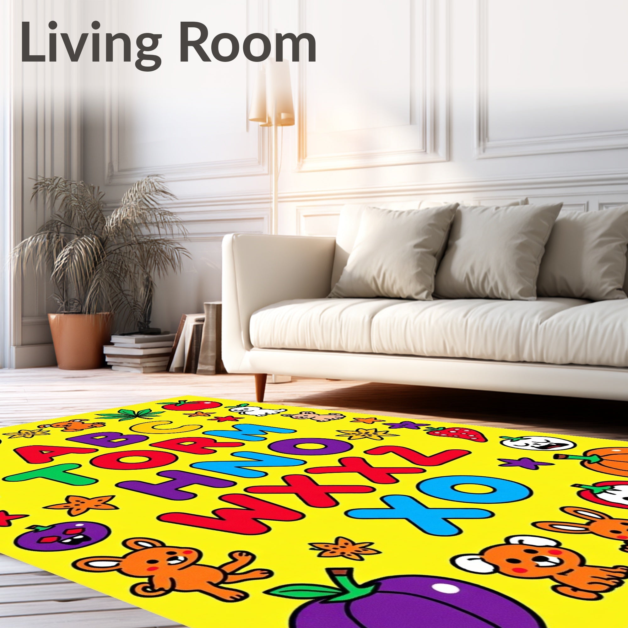 Alphabet Animals and Fruits Collage Rug