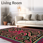 Maroon Octopus Swirl Tribal Rug