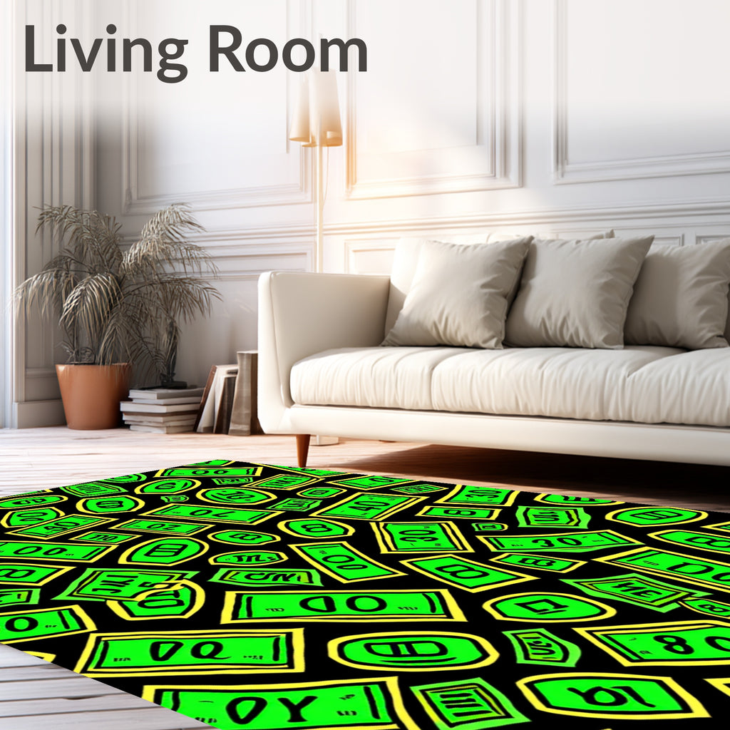 Vibrant Green Dollar Bills Jammed Together Rug