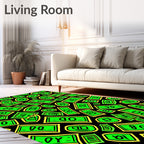 Vibrant Green Dollar Bills Jammed Together Rug