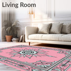 Pink Sunburst Mandala Floral Rug