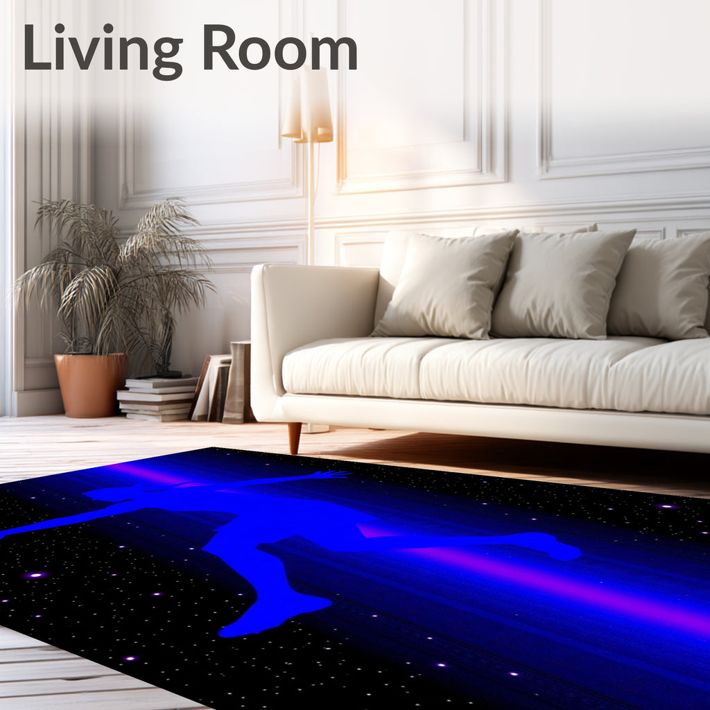 Astronaut Blue Silhouette Starry Night Rug