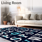 Cosmic Alphabet Celestial Blue Rug