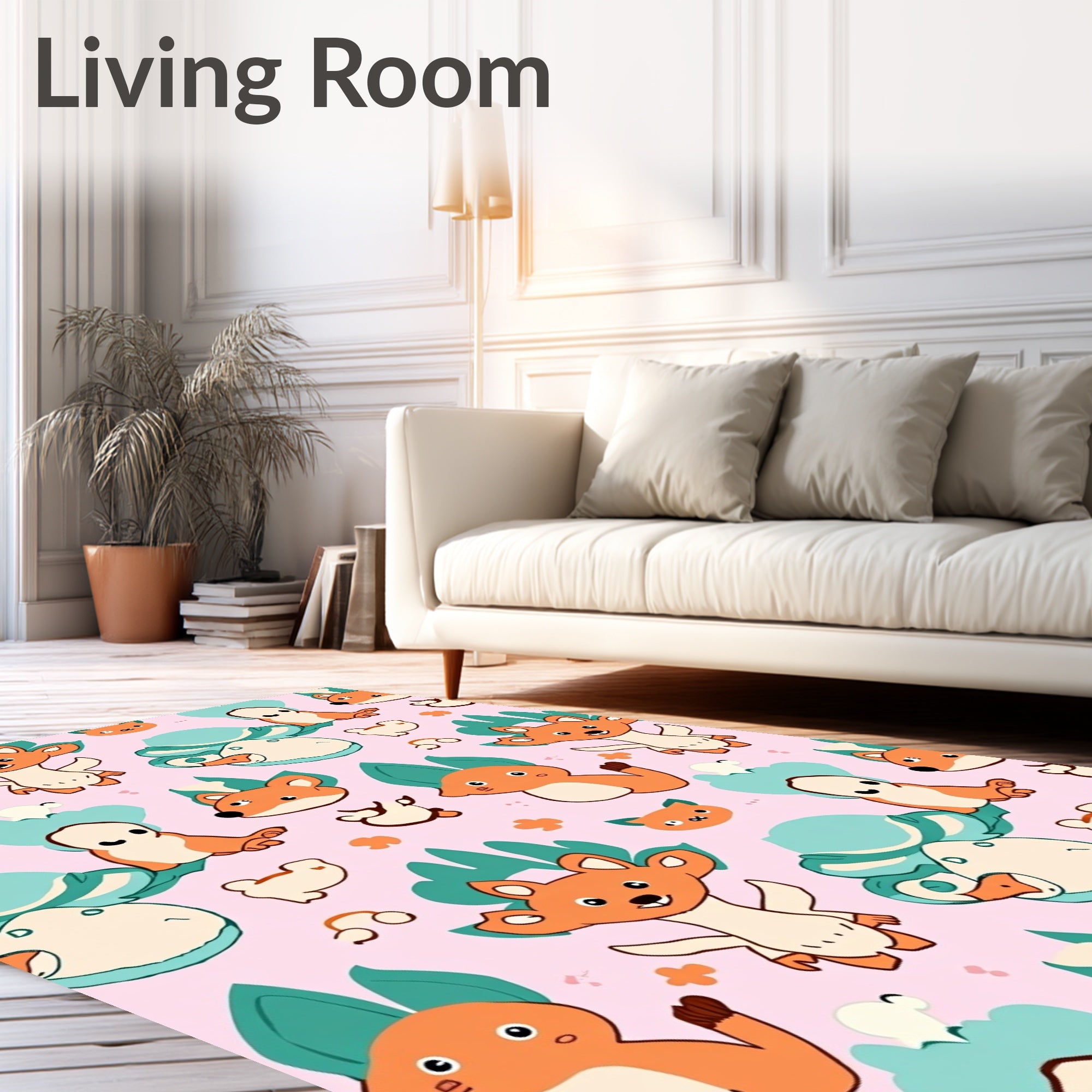 Whimsical Fox and Mushroom Friends Rug