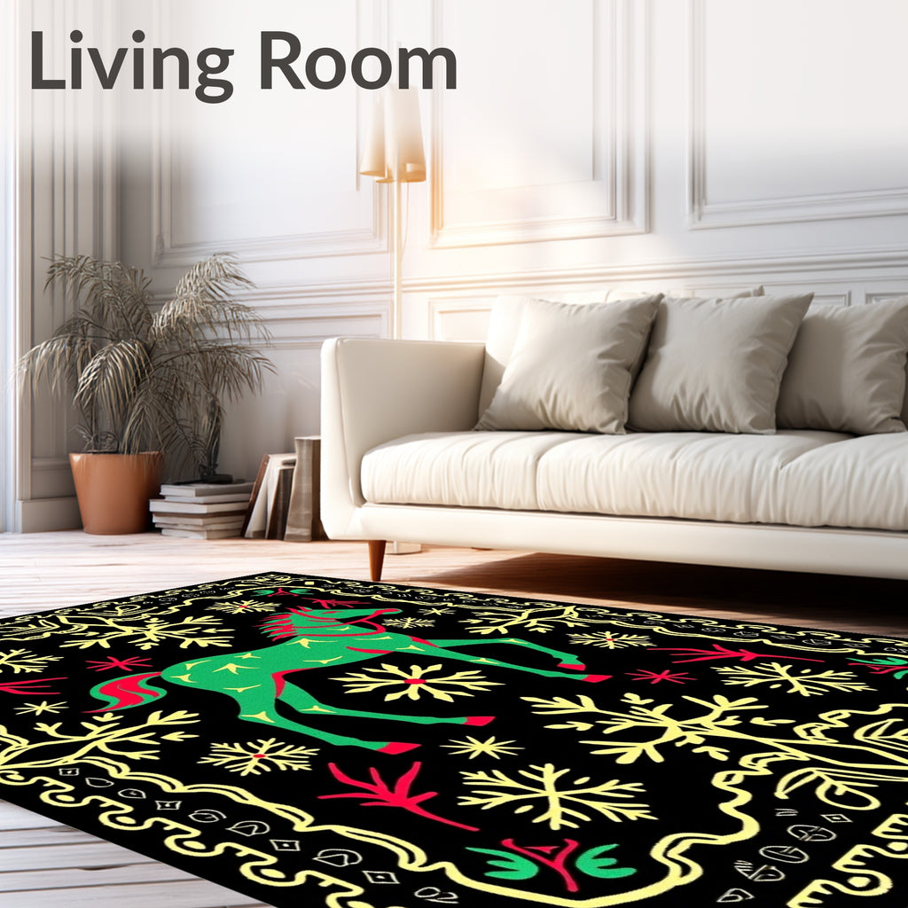 Emerald Green Horse Snowflake Border Rug